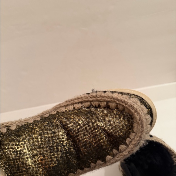 Free People MOU Eskimo sneaker boots limited edition black with gold sparkles - Picture 7 of 13